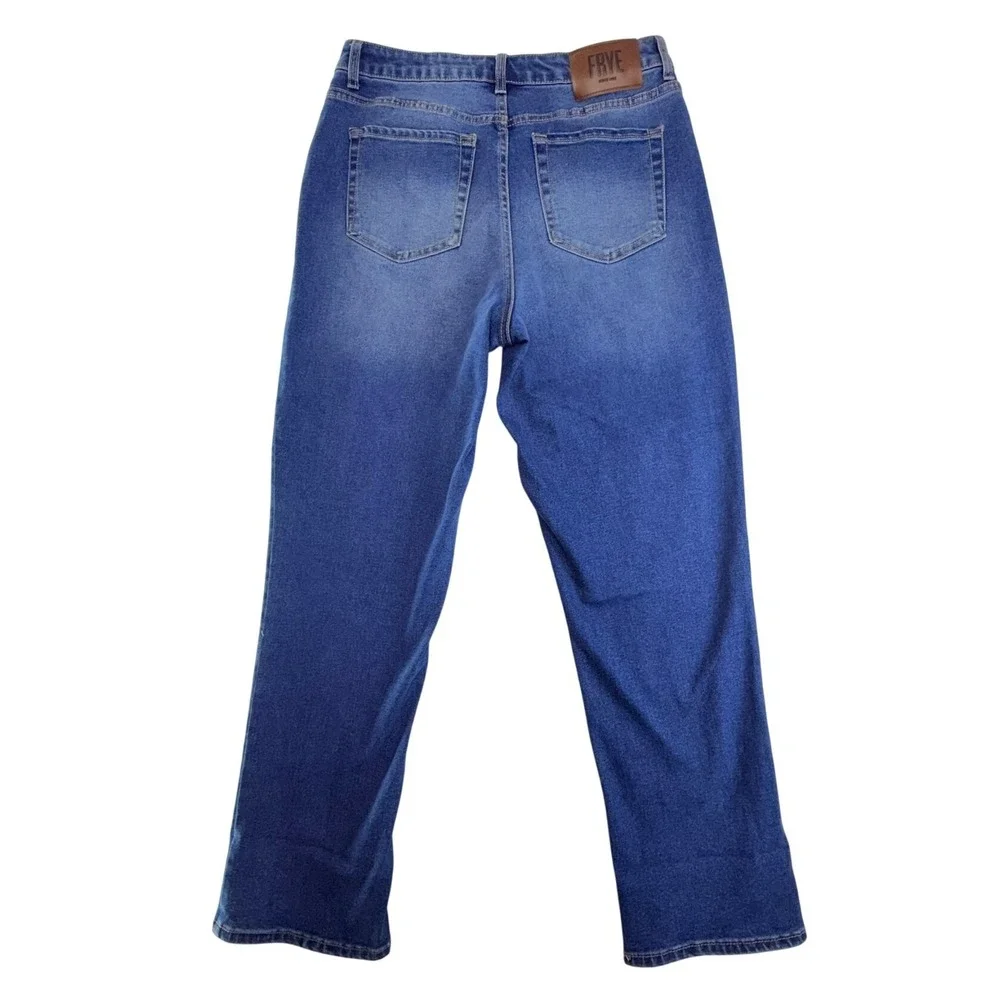 Frye Jeans Womens 8/29 Med Blue Wash‎ Straight Leg High Rise Stretch Denim Faded